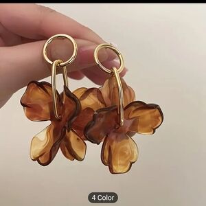 Gold and Brown Floral Earrings